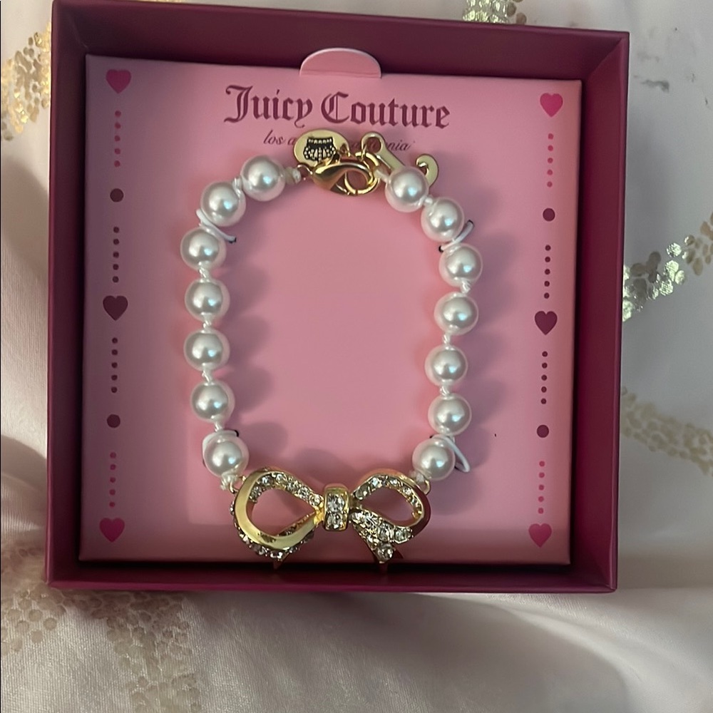 Juicy Couture Gold and White Pearl Bracelet